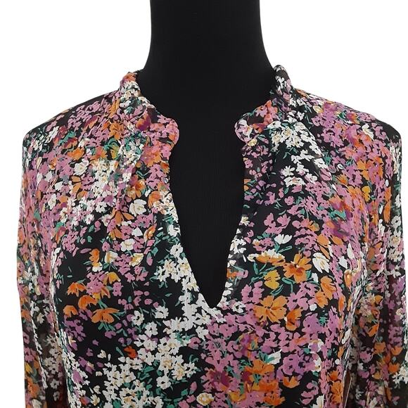 Vince Camuto Floral Tiered Babydoll Dress Fall Colors Mini Dress M Boho NWT - Picture 4 of 16